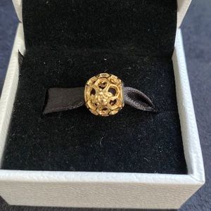 14k gold plated bee and honeycomb pandora bead